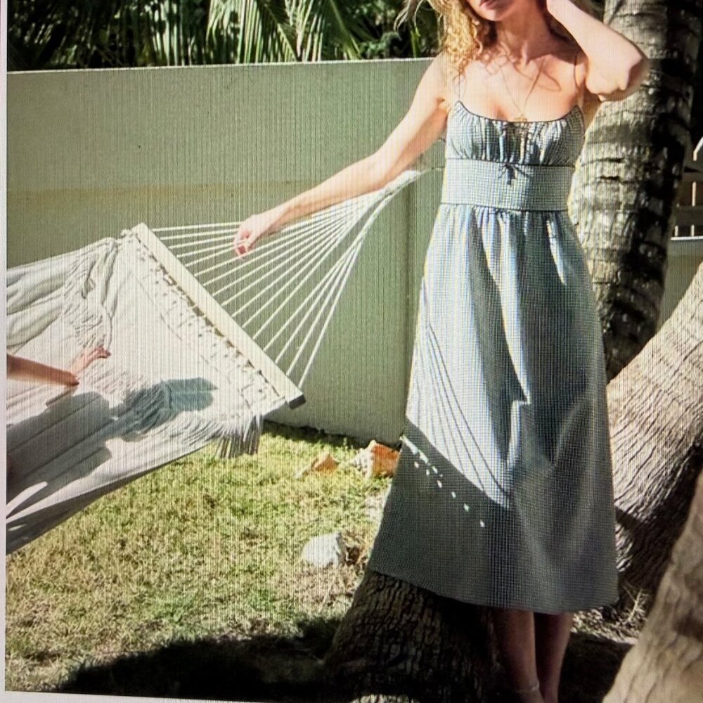 DOEN Sz XL Belline Dress in Noir La Maddalena Gingham - Black & White